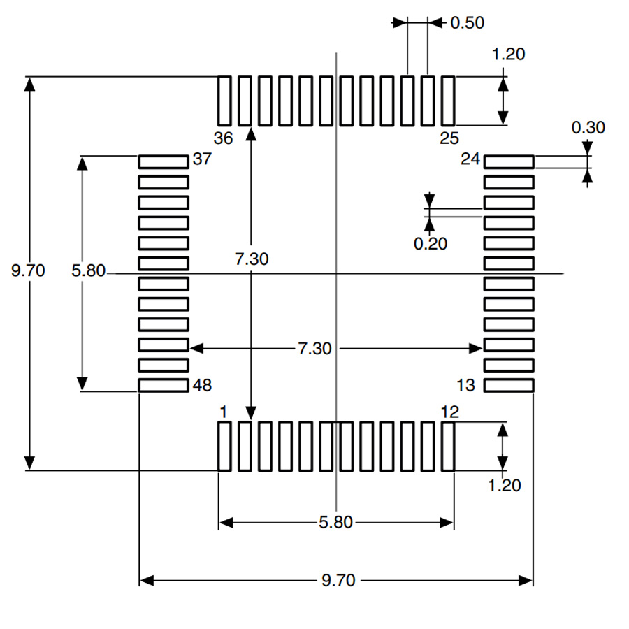 STM8L052C6T6 footprint